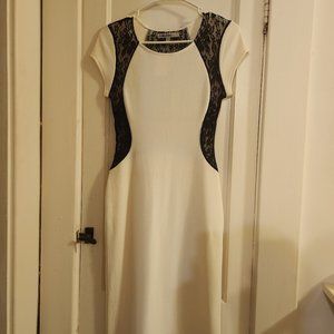 White and black lace dress